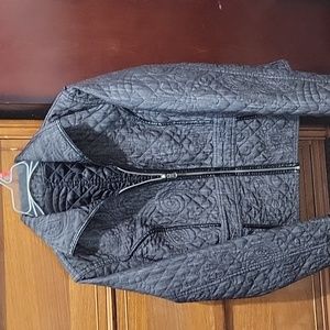 Chicos Black Denim Quilted Jacket